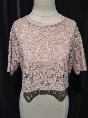 Forever 21 Blush Pink Floral Lace Crop Top (Box B)